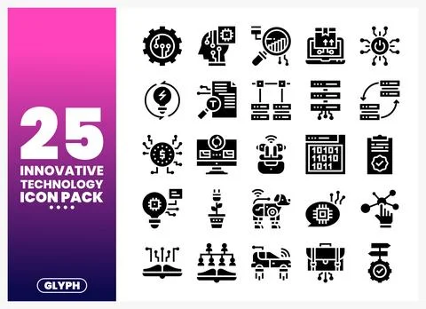 Innovative Technology Icons Set Stock Illustration