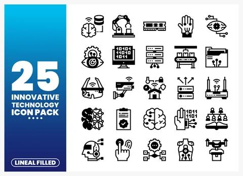 Innovative Technology Icons Set Stock Illustration