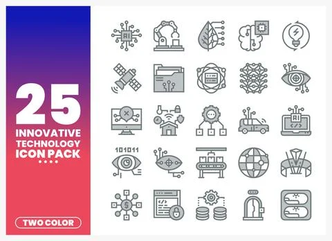 Innovative Technology Icons on White Background Illustrazione stock