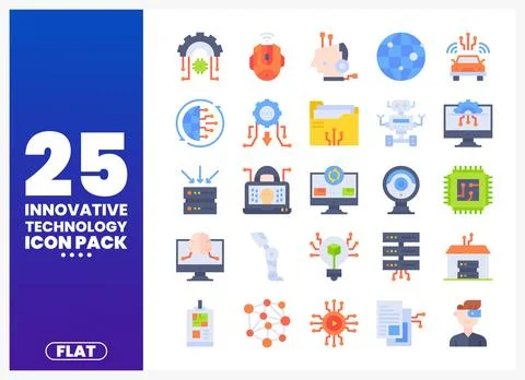 Innovative technology icons on a white background Stock Illustration