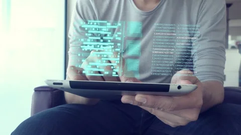 Innovative Technology: Interacting with a Digital Interface Stock Footage 315975753