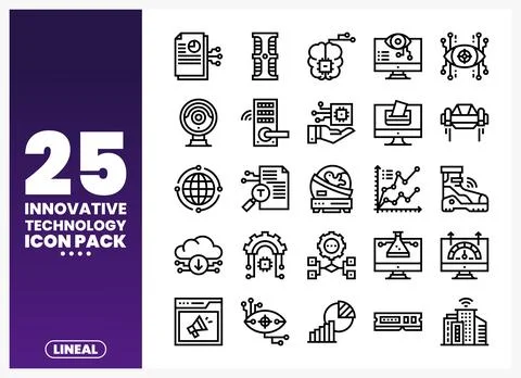 Innovative Technology Line Icons Stock Illustration