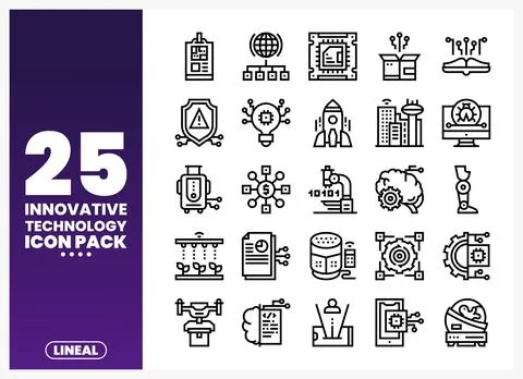 Innovative technology lineal icons pack representing future advancements Stock Illustration