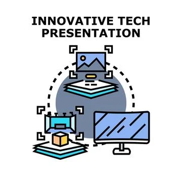 Innovative technology presentation preparing creative content Stock Illustration