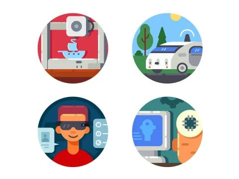 Innovative technology set icons Stock Illustration