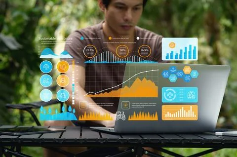 Innovative Technology for Sustainable Future with Data Visualization Stock Photos