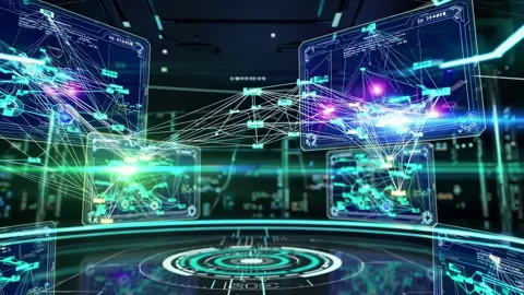 Innovative technology visualization in a futuristic digital environment Stock Footage 296417861