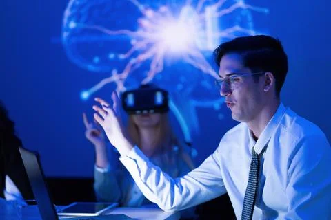 Innovative technology workshop focusing on virtual reality and brain activi.. Stock Photos