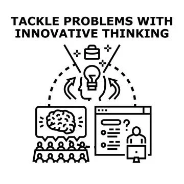 Innovative thinking solving business problems concept illustration Illustrazione stock