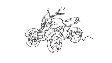 Innovative three-wheeled maxi scooter. Its distinctive dual front tire layout Stock Footage 337055574