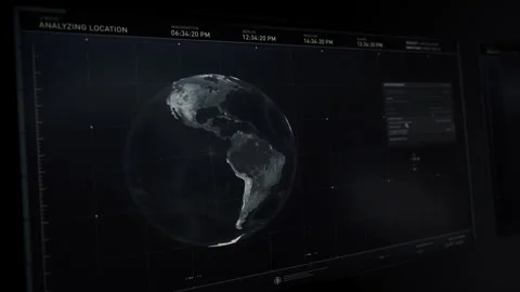 Innovative UI Tech For Global Territory Analysis Provides Detailed Airport View Stock Footage 303562324
