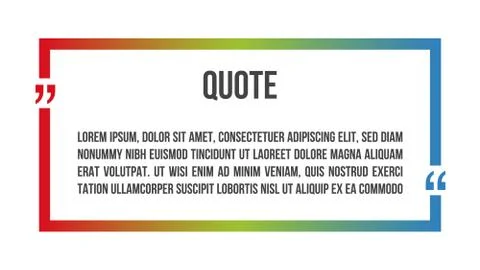 Innovative vector colorful quotation template frame in quote. Creative vector Illustrazione stock
