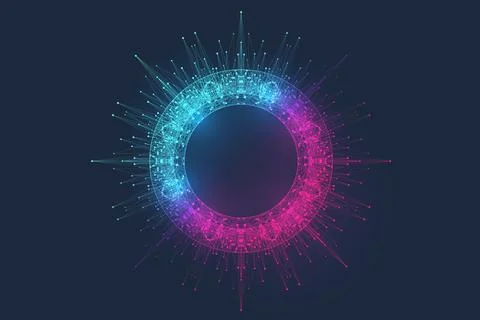 Innovative vector illustration for processing big data quantum computer Stock Illustration