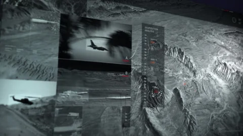 Innovative War Operation Scan Software Tracks Down Vehicles On Enemy Airbase Video stock 267074424