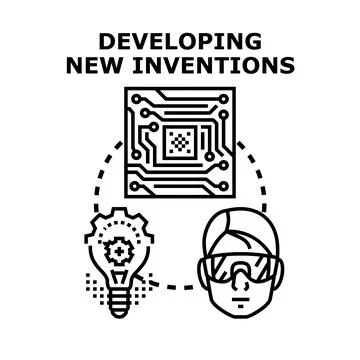 Innovator developing new solutions and digital inventions Stock Illustration