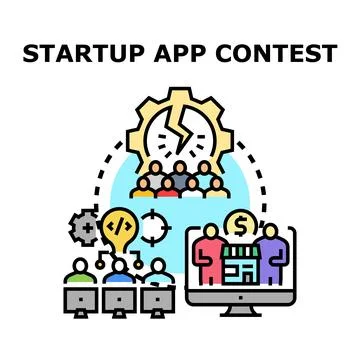 Innovators collaborating on a startup app development contest 스톡 일러스트