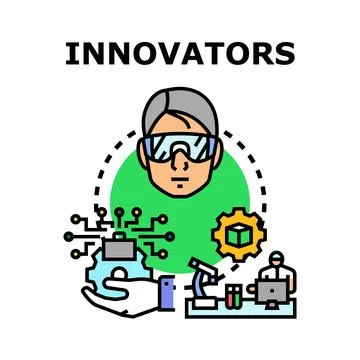 Innovators developing new technology and engineering solutions Stock Illustration