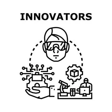 Innovators developing new technology and engineering solutions Stock Illustration