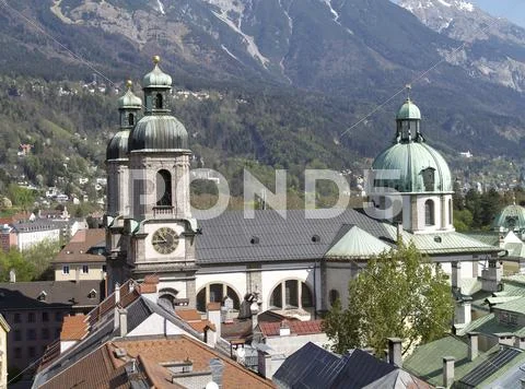 Innsbruck cathedral austria church city tourism Stock Photos