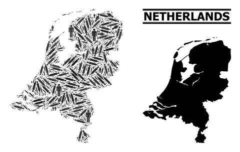 Inoculation Mosaic Map of Netherlands Stock Illustration