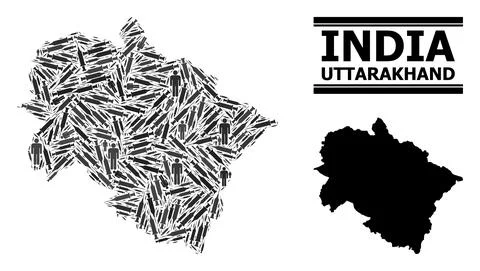 Inoculation Mosaic Map of Uttarakhand State Stock Illustration