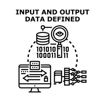 Input and output data flow processing concept Stock Illustration