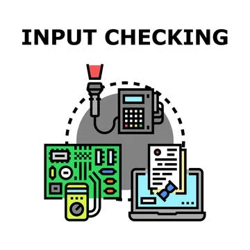 Input checking process ensuring data quality and security Stock Illustration