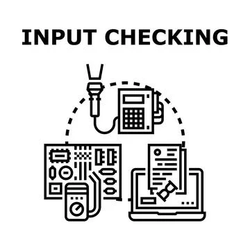 Input checking process ensuring data quality and security Stock Illustration