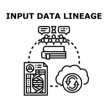 Input data lineage tracking information flow concept Stock Illustration