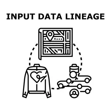 Input data lineage tracking information flow process Stock Illustration