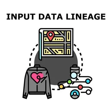 Input data lineage tracking information flow process Stock Illustration