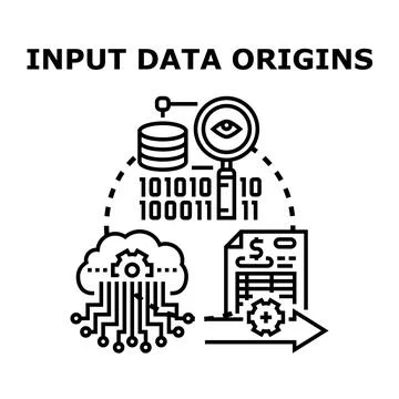Input data origins and information processing concept Stock Illustration