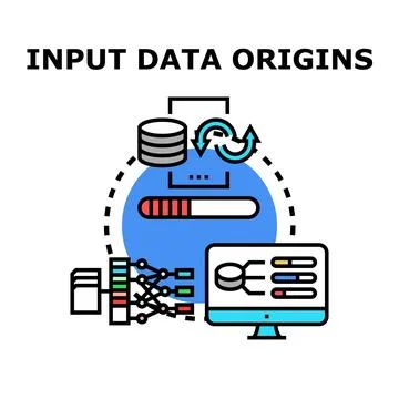 Input data origins and processing system concept Stock Illustration