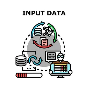 Input data processing analytics and management concept Stockillustratie