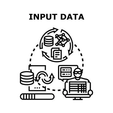 Input data processing analytics and management concept Stock Illustration