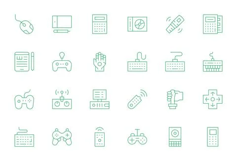 Input Device Vector Icon Library with 24 Thin Line High Resolution Pixel Op.. Illustrazione stock
