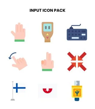 Input Flat Collection Icons Pack Stock Illustration