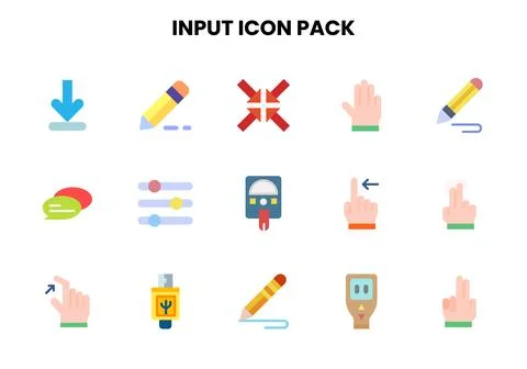Input Flat Collection Icons Pack Stock Illustration