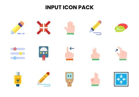 Input Flat Collection Icons Pack Stock Illustration