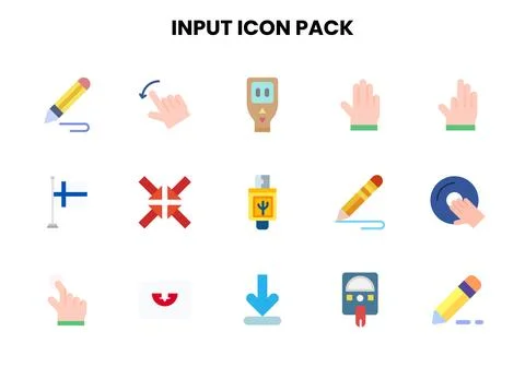Input Flat Set Icons Pack Stock Illustration