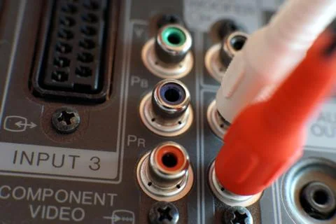 Input Output Panel on the back of a plasma TV Stock Photos