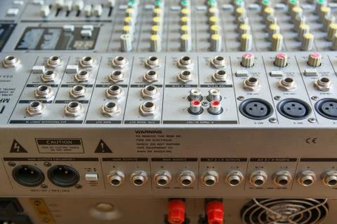 Input Sockets And Operating of the Audio Mixer. Stock Photos