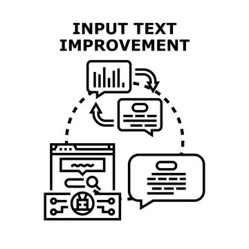 Input text improvement process with data analysis Stock Illustration