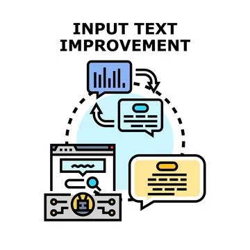 Input text improvement process with data analysis Stock Illustration