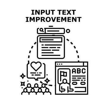 Input text improvement process with user feedback Illustrazione stock