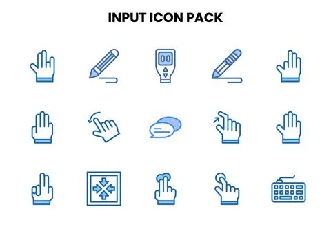 Input Two Colour Set Icons Pack Stock Illustration