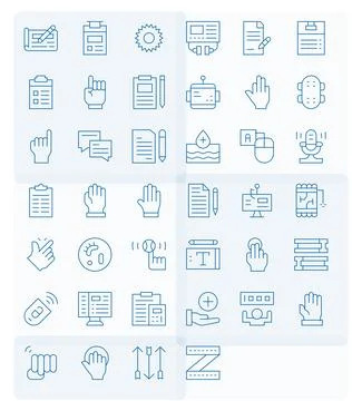 Input Vector Graphics Pack including 40 Thin Line 256x256 Display Perfect Ico Stock Illustration
