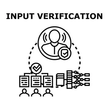Input verification process detecting security data breach Stock Illustration