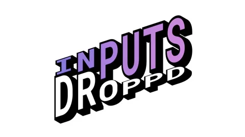INPUTS vs DROPPD, 3D Text Animation in Isometric View with Opposite Word Motion Stock Footage 314263584