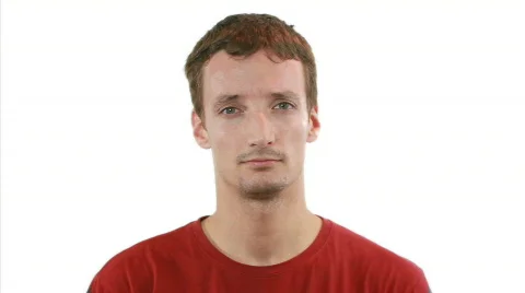 Inquiring guy - white background Video stock 810726